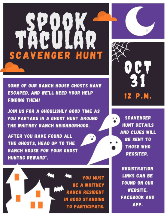 October 31st at 12pm we are having a spooktacular scavenger hunt