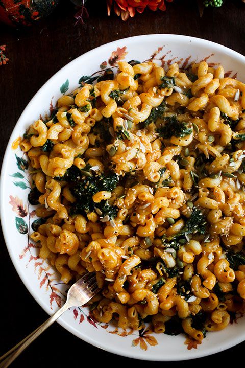 Pumpkin Macarroni and Cheese with Kale